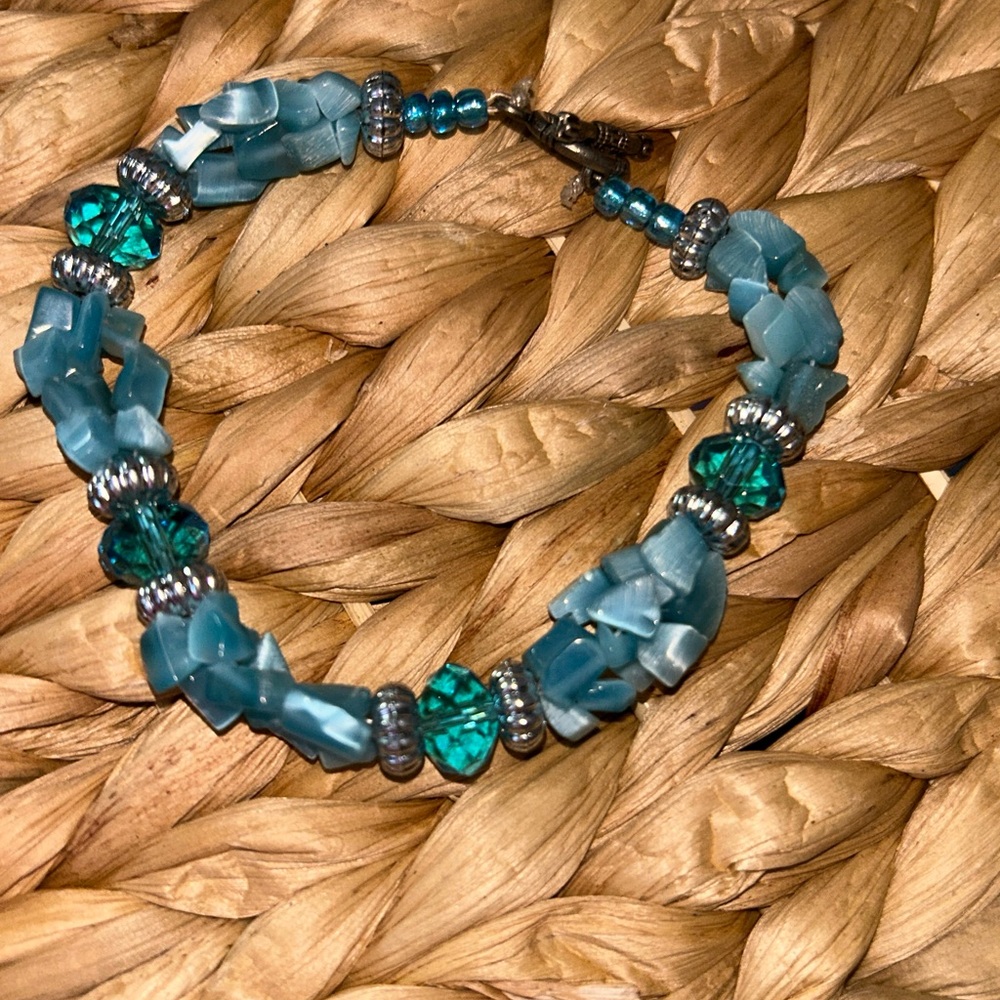 Aqua Gemstone Bracelet with Silver Accents